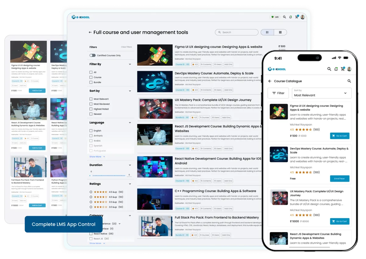 Comprehensive Learning Control in in LMS Learning App